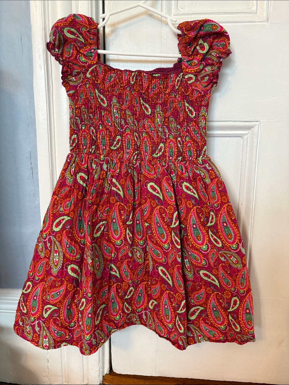 Blueberi Boulevard Red Paisley Smocked Sundress